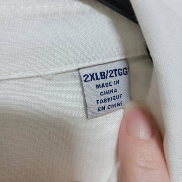 Tommy Bahama 100% Linen Hawaiian Shirt Beach Resortwear White Sz 2XLB Logo EUC - Picture 7 of 9